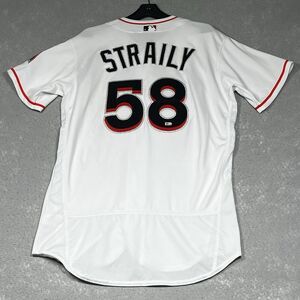 Majestic DAN STRAILY #58 2018 Miami Marlins Jersey Auto'd MLB Size 44 White NWOT